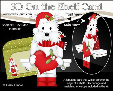 3D on the Shelf Card Kit - Little Christmas Westie Dog