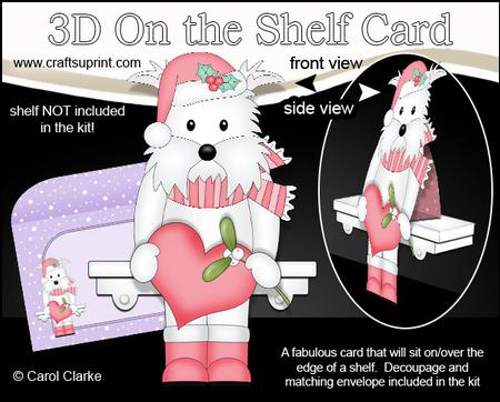 3D on the Shelf Card Kit - Little Christmas Westie Dog