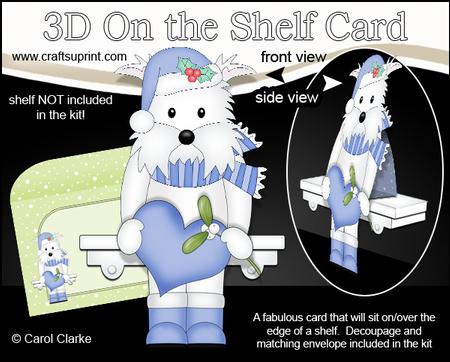 3D on the Shelf Card Kit - Little Christmas Westie Dog