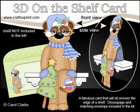 3D on the Shelf Card Kit - Little Christmas Meerkat