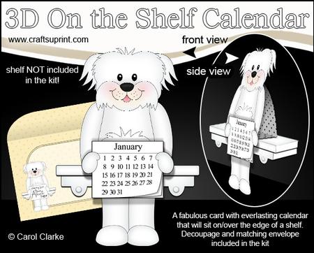 3D on the Shelf Everlasting Calendar Kit - Bichon Frise Dog