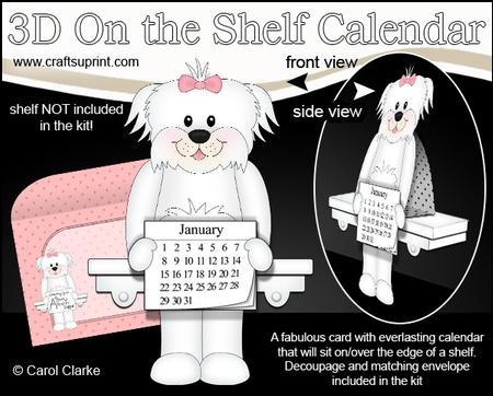 3D on the Shelf Everlasting Calendar Kit - Bichon Frise Dog