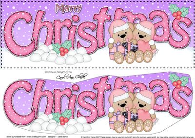 Large Dl Christmas Teddy Love 3D Decoupage