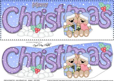 Large Dl Christmas Teddy Love 3D Decoupage