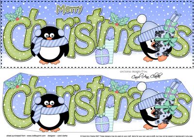 Large Dl Christmas Penguins 3D Decoupage