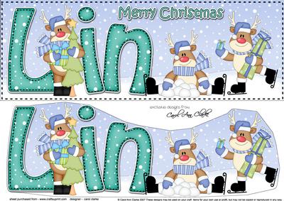 Large Dl Christmas Lin Rudolph 3D Decoupage