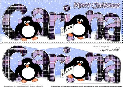 Large Dl Christmas Carina Penguins 3D Decoupage