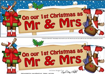 Large Dl 1st Christmas Mr & Mrs 3D Decoupage