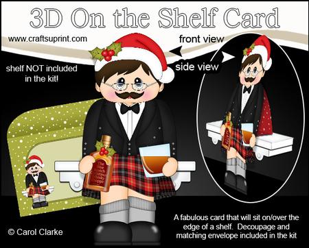 3D on the Shelf Card Kit - Christmas Scottish Whisky Drinker