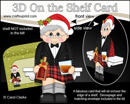 3D on the Shelf Card Kit - Christmas Scottish Whisky Drinker