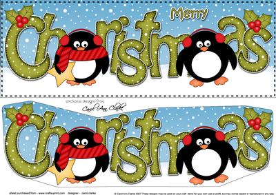 Large Dl Christmas Penguins 3D Decoupage