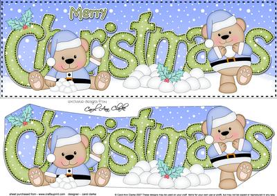 Large Dl Christmas Teddies 3D Decoupage