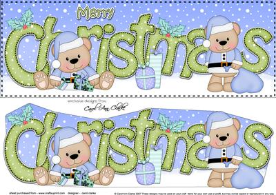 Large Dl Christmas Teddies 3D Decoupage