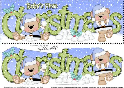 Large Dl Baby's 1st Christmas Teddies 3D Decoupage