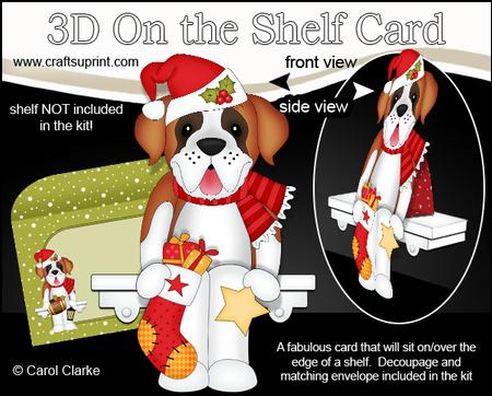 3D on the Shelf Card Kit - Little Christmas St Bernard Dog