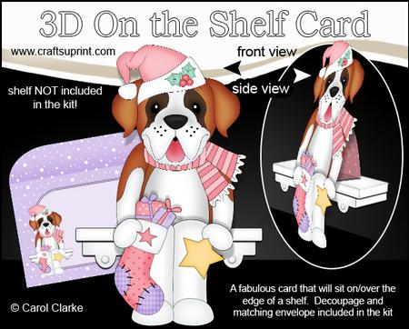 3D on the Shelf Card Kit - Little Christmas St Bernard Dog