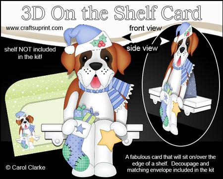 3D on the Shelf Card Kit - Little Christmas St Bernard Dog