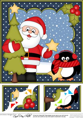 8 x 8 Christmas Santa's Tree Scalloped Corner Topper