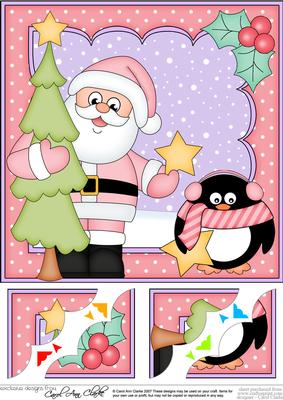 8 x 8 Christmas Santa's Tree Scalloped Corner Topper