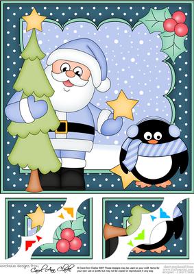 8 x 8 Christmas Santa's Tree Scalloped Corner Topper