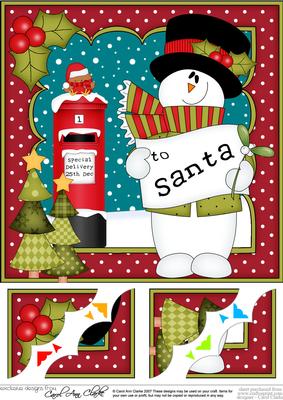 8 x 8 Christmas Snowman Rio's Santa Letter Scalloped Corner