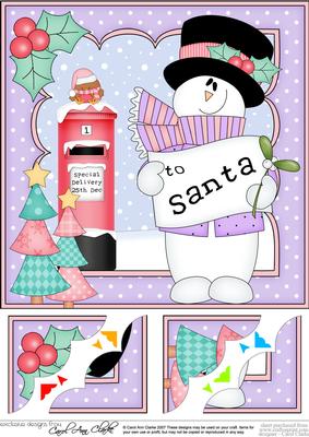 8 x 8 Christmas Snowman Rio's Santa Letter Scalloped Corner