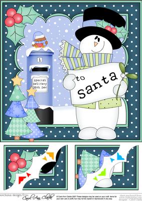 8 x 8 Christmas Snowman Rio's Santa Letter Scalloped Corner