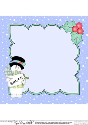 8 x 8 Christmas Snowman Rio's Santa Letter Insert