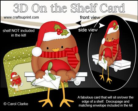3D on the Shelf Card Kit - Little Christmas Bobbin Robin