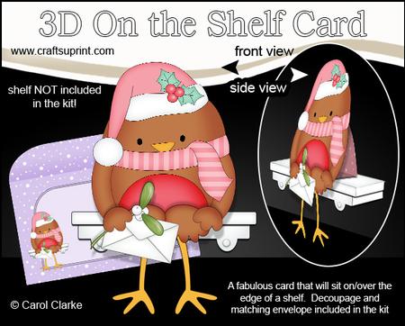 3D on the Shelf Card Kit - Little Christmas Bobbin Robin