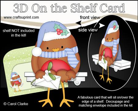3D on the Shelf Card Kit - Little Christmas Bobbin Robin