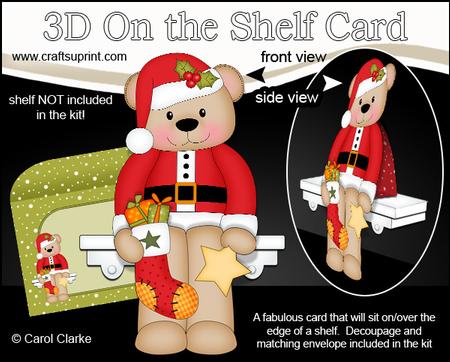 3D on the Shelf Card Kit - Little Christmas Livvy Bear