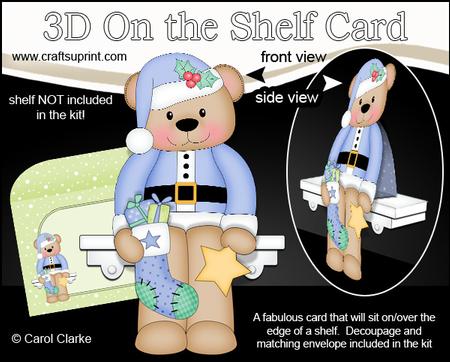 3D on the Shelf Card Kit - Little Christmas Livvy Bear