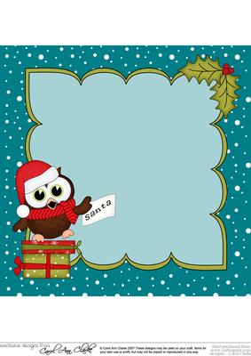 8 x 8 Christmas Little Hoot Owl's Letter for Santa Insert