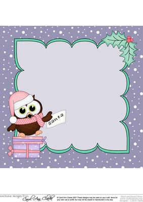 8 x 8 Christmas Little Hoot Owl's Letter for Santa Insert