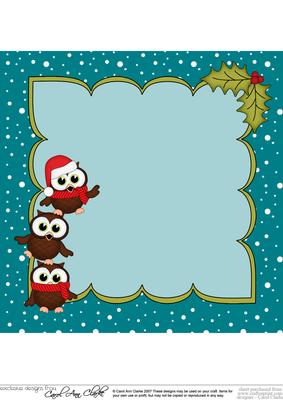 8 x 8 Christmas Little Hoot Owls Dresseing the Tree Insert