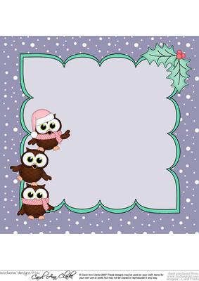 8 x 8 Christmas Little Hoot Owls Dresseing the Tree Insert