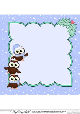 8 x 8 Christmas Little Hoot Owls Dresseing the Tree Insert