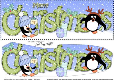 Large Dl Christmas Penguins 3D Decoupage