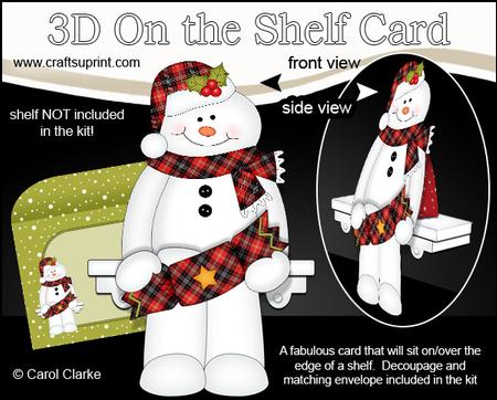 3D on the Shelf Card Kit - Little Christmas Snowman Mack