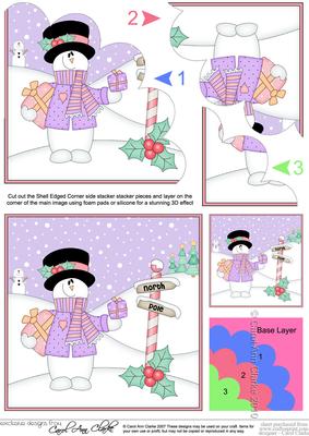 Christmas Snowman Rio's Presents Shell Edged Side Stacker