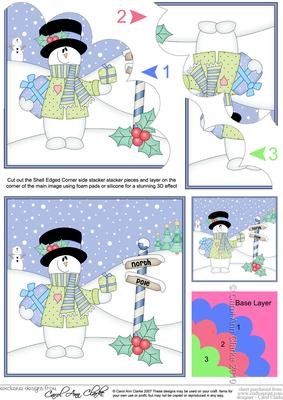 Christmas Snowman Rio's Presents Shell Edged Side Stacker