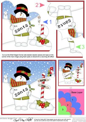 Christmas Snowman Rio's Santa Letter Shell Edged Stacker
