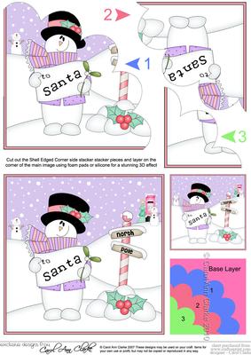 Christmas Snowman Rio's Santa Letter Shell Edged Stacker