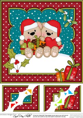 8 x 8 Christmas Livvy Bear Love 3D Decoupage