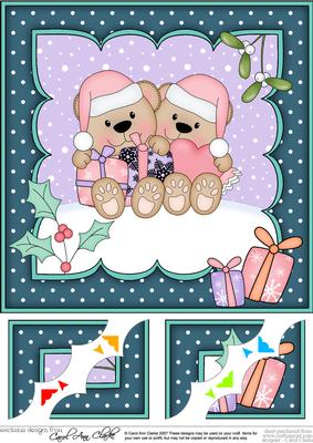 8 x 8 Christmas Livvy Bear Love 3D Decoupage