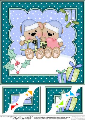 8 x 8 Christmas Livvy Bear Love 3D Decoupage