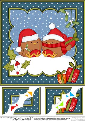 8 x 8 Christmas Robins Love 3D Decoupage