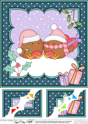 8 x 8 Christmas Robins Love 3D Decoupage