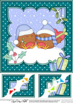 8 x 8 Christmas Robins Love 3D Decoupage